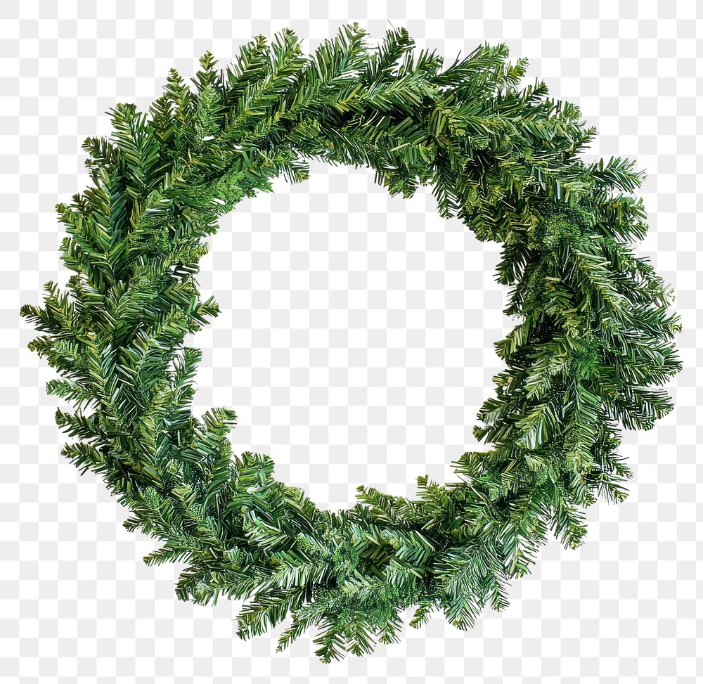 PNG Christmas green wreath traditional decoration evergreen.