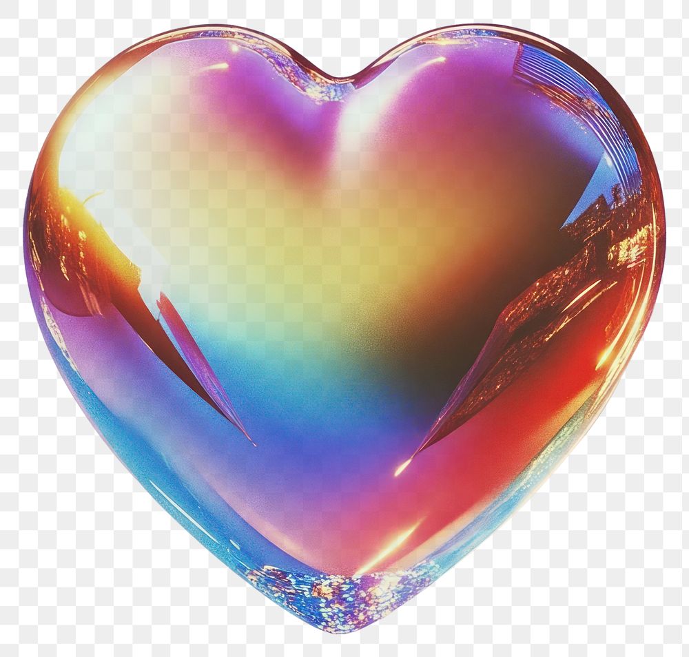 PNG A glass heart sign icon illustration rainbow colors.