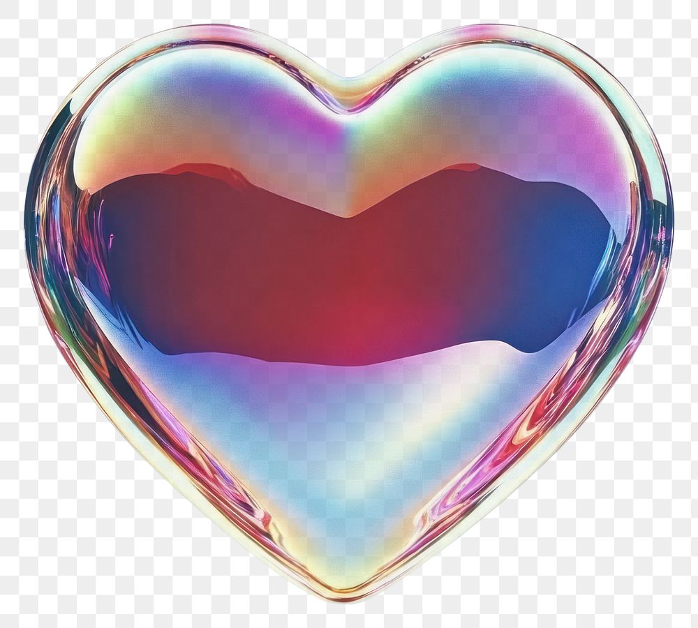 PNG A glass heart sign icon illustration accessories iridescent.