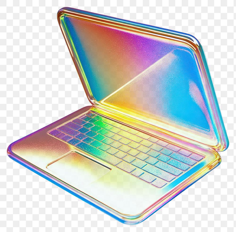 PNG A glass laptop icon illustration computer rainbow.