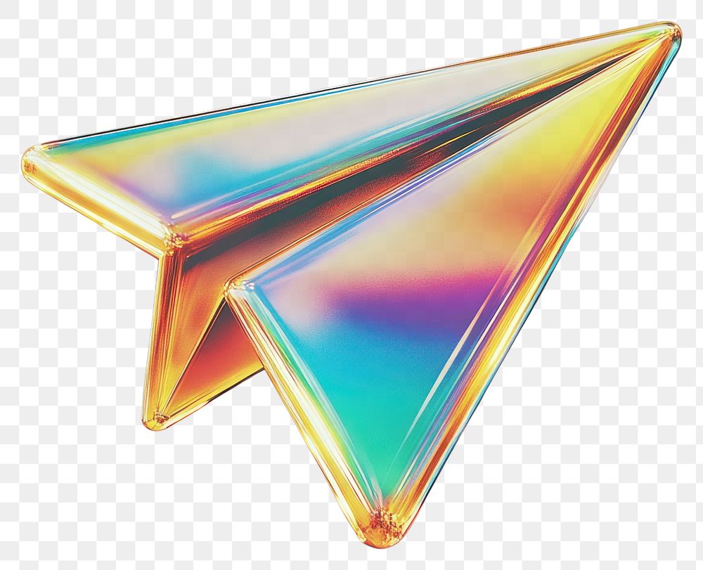 PNG A glass paper plane sign icon illustration colors iridescent.