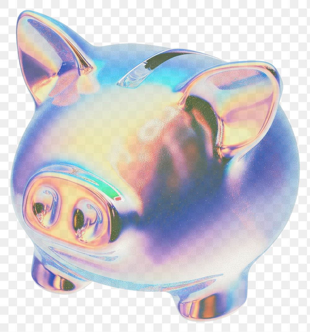 PNG A glass piggy bank sign icon illustration rainbow colors.