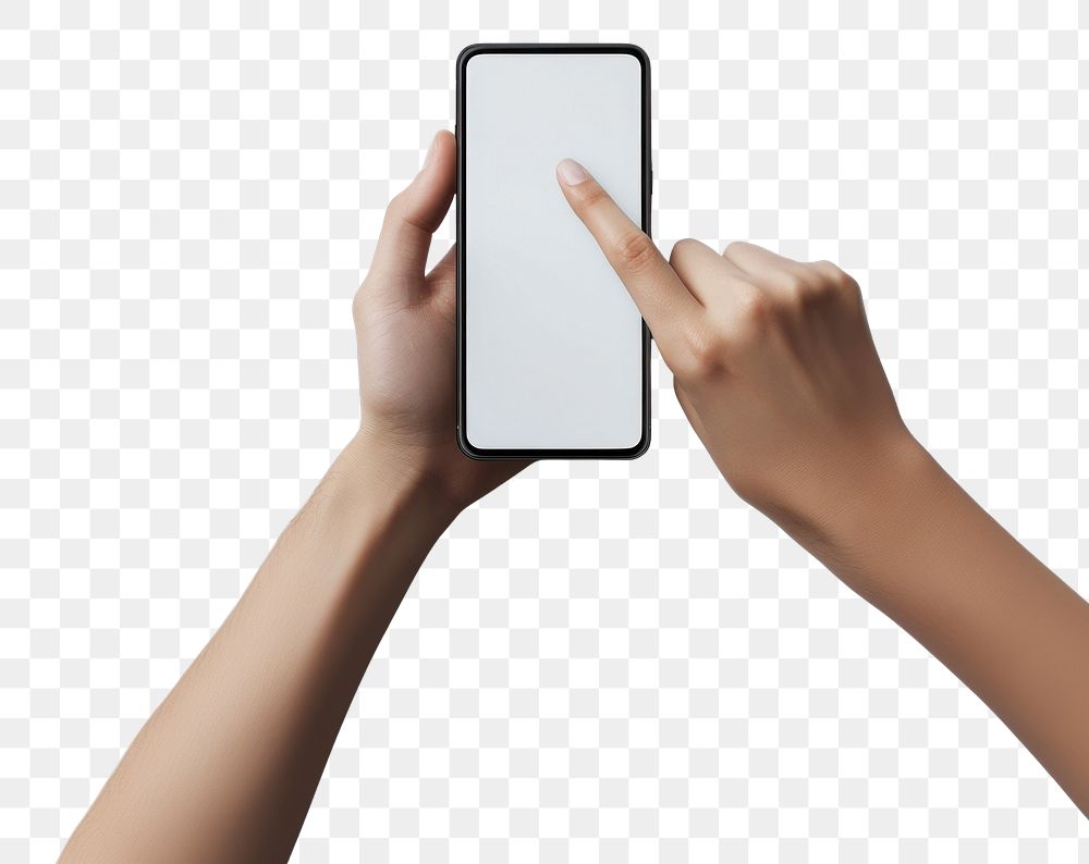 PNG Hand holding a smartphone photography finger screen.