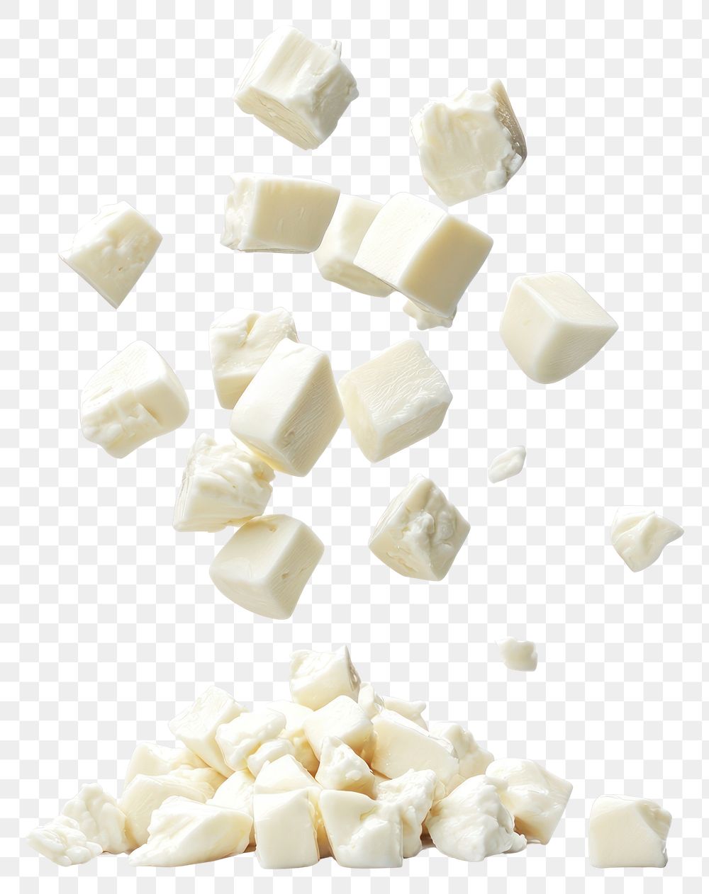 PNG Small diced Mozzarella cheese food photography background.