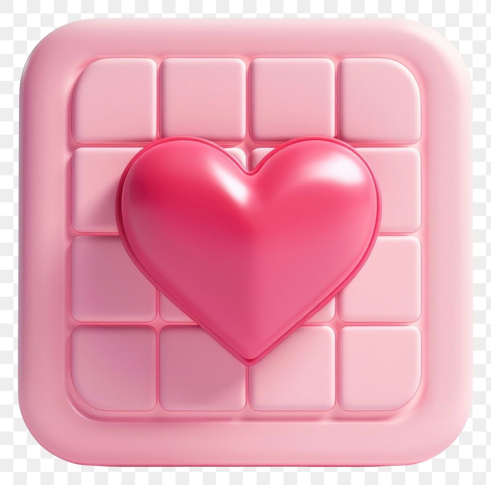 PNG Pink 3d illustration of desk calendar with a red heart symbol cute valentine romantic.