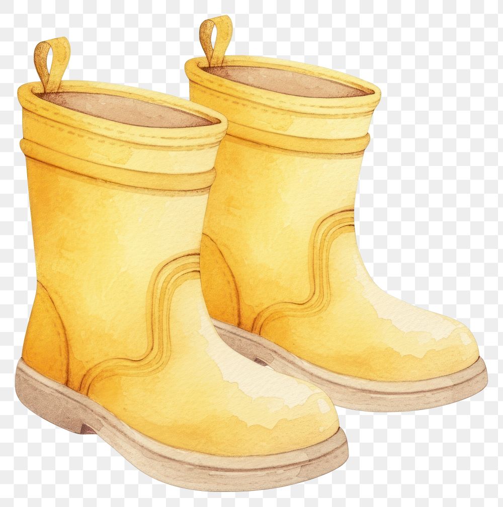 PNG Yellow rain boot boots illustration watercolor.