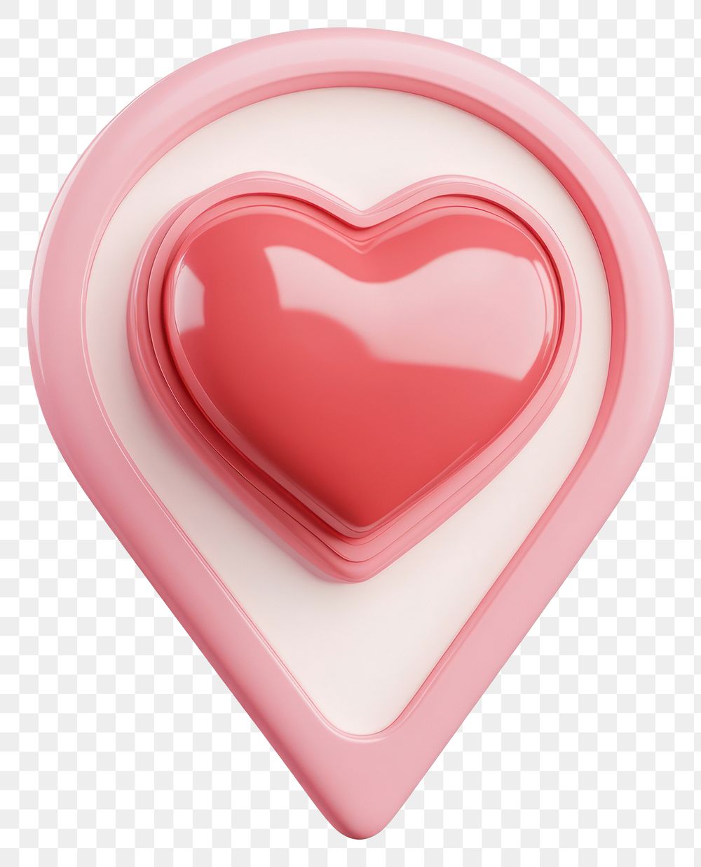 PNG 3D pink map location pin with a red heart in the center symbol navigation valentine.