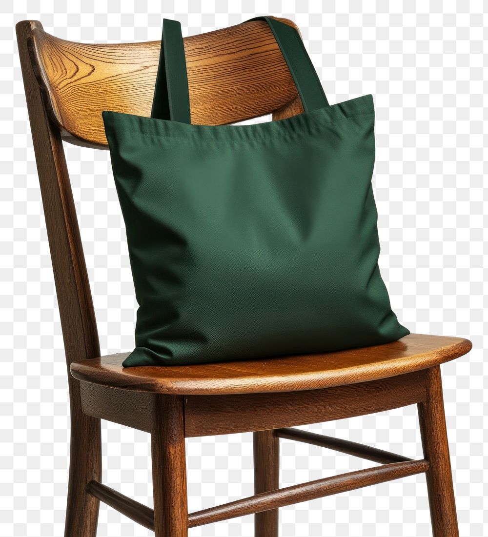 PNG Dark green tote bag chair accessories minimalist.