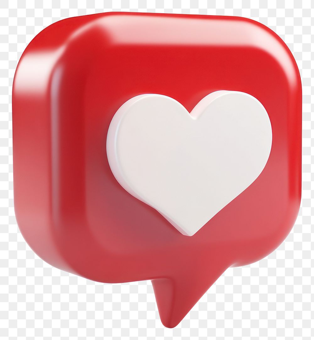 PNG Bubble with a white heart symbol social media.