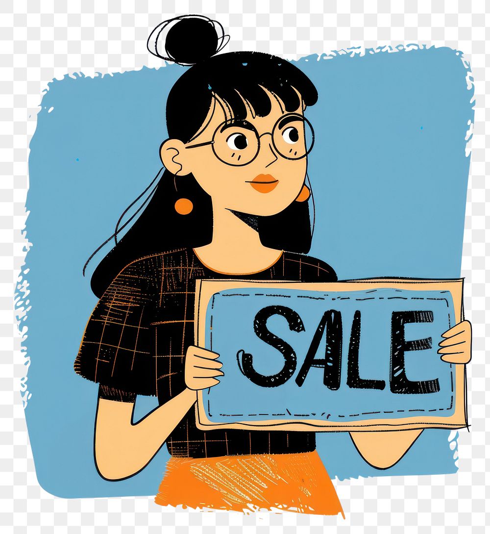 PNG Art woman sale sign.