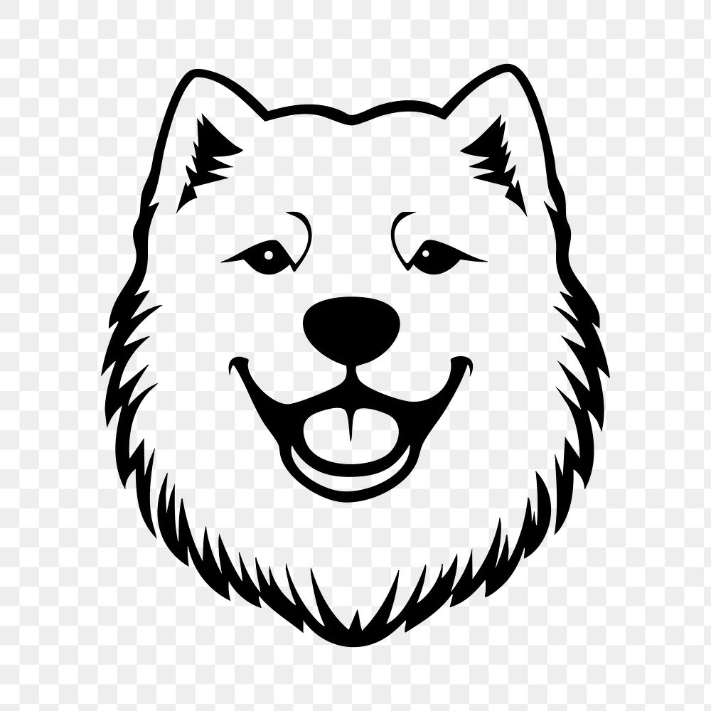 Samoyed png black dog clipart, transparent background