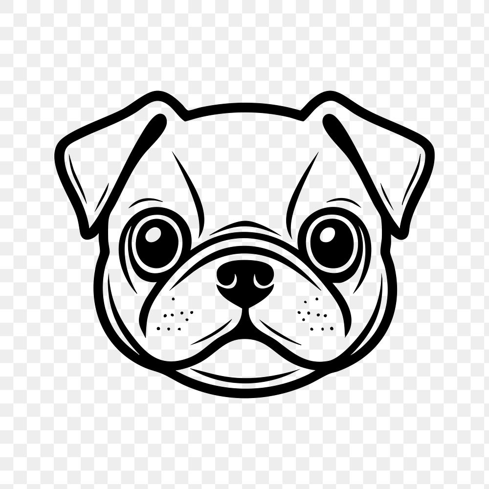 Pug png black dog clipart, transparent background