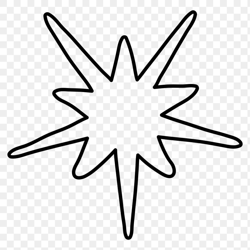 PNG Simple starburst outline illustration, transparent background