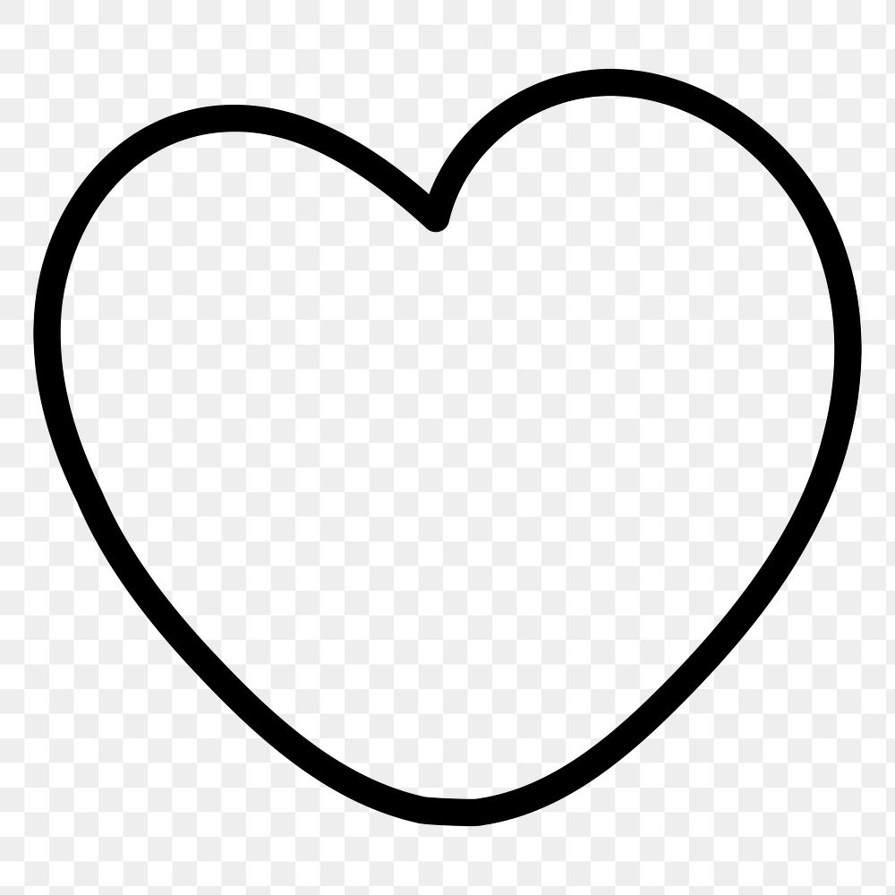 PNG Simple black heart outline, transparent background