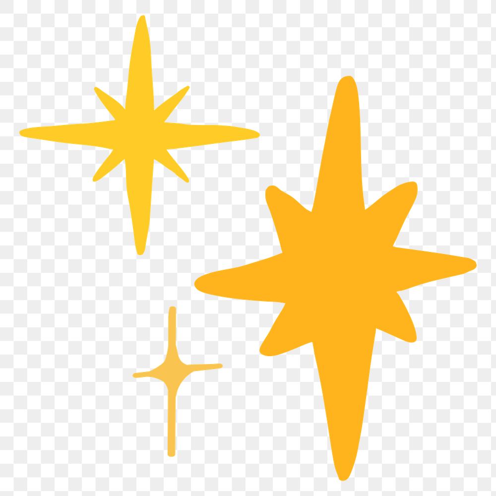 PNG Bright yellow star sparkles, transparent background