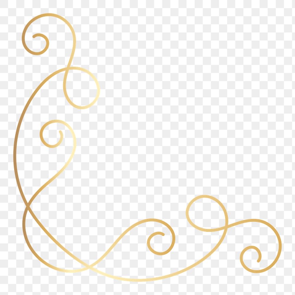 PNG Elegant gold decorative swirl on transparent background