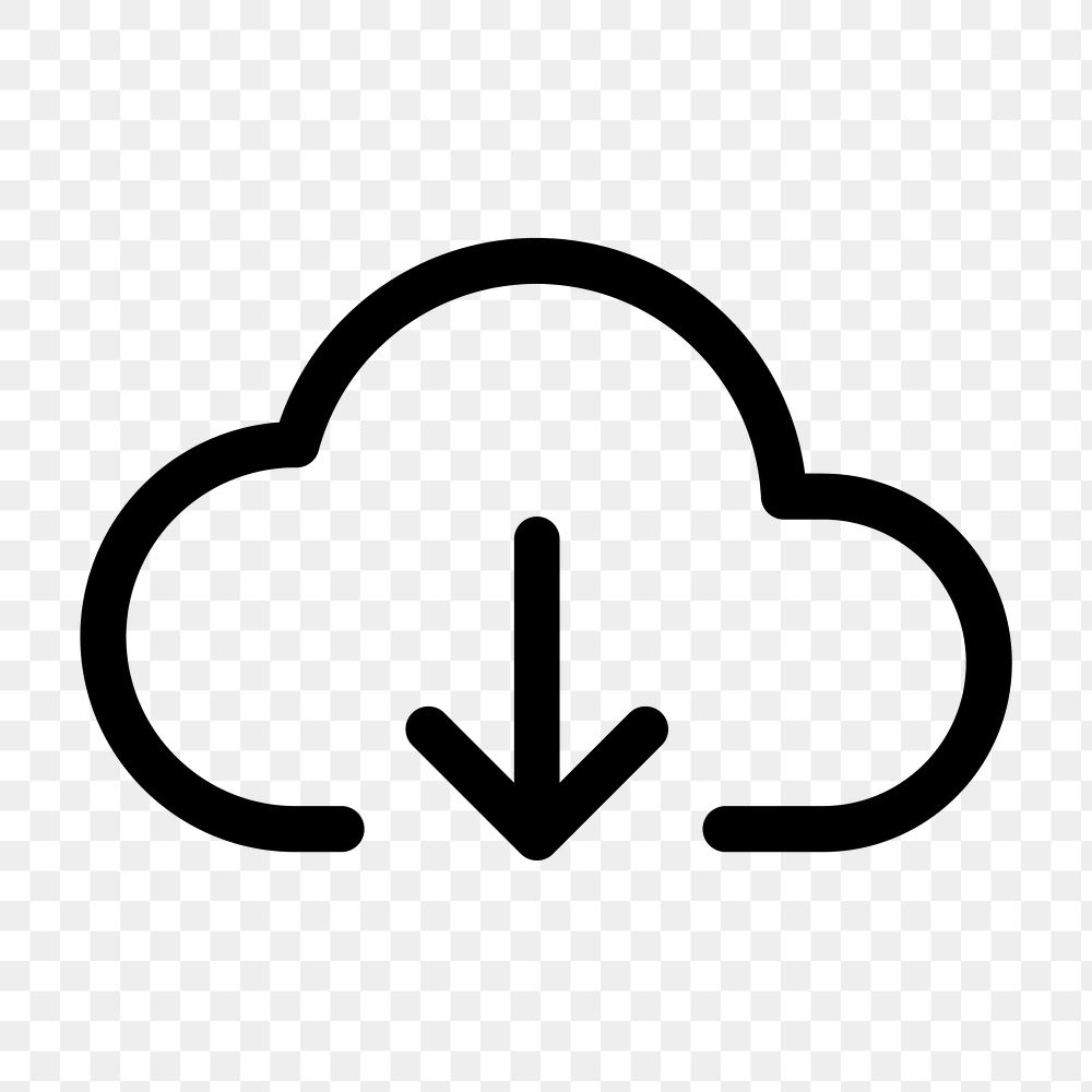 PNG Cloud download icon vector illustration, user interface icon on transparent background