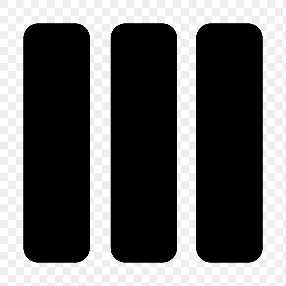 PNG Abstract black vertical bars, user interface icon on transparent background