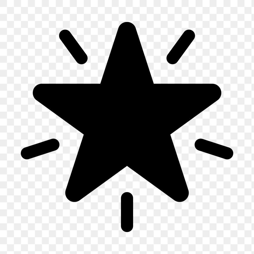 PNG Star icon with radiant lines, user interface icon on transparent background