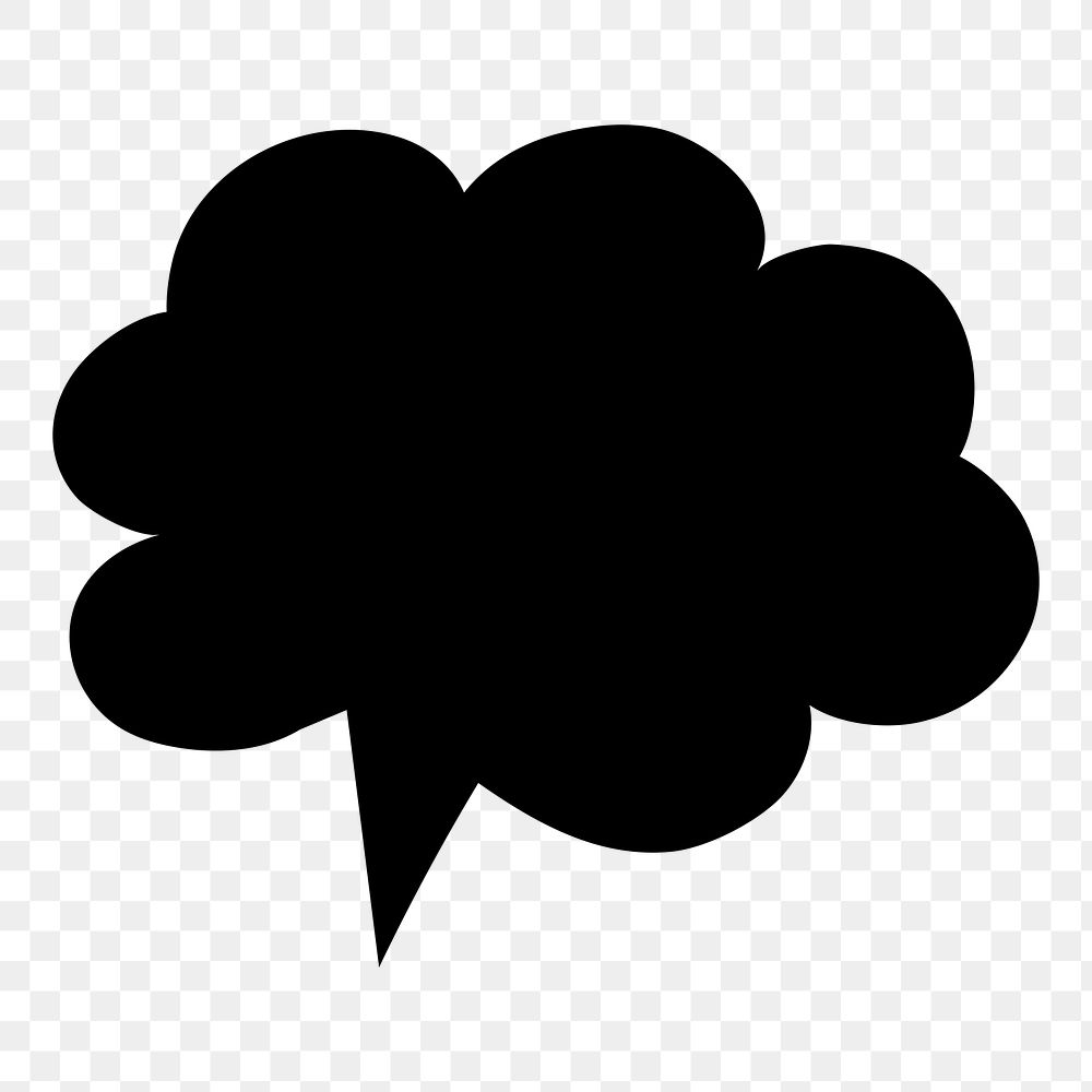 PNG Black speech bubble silhouette, transparent background