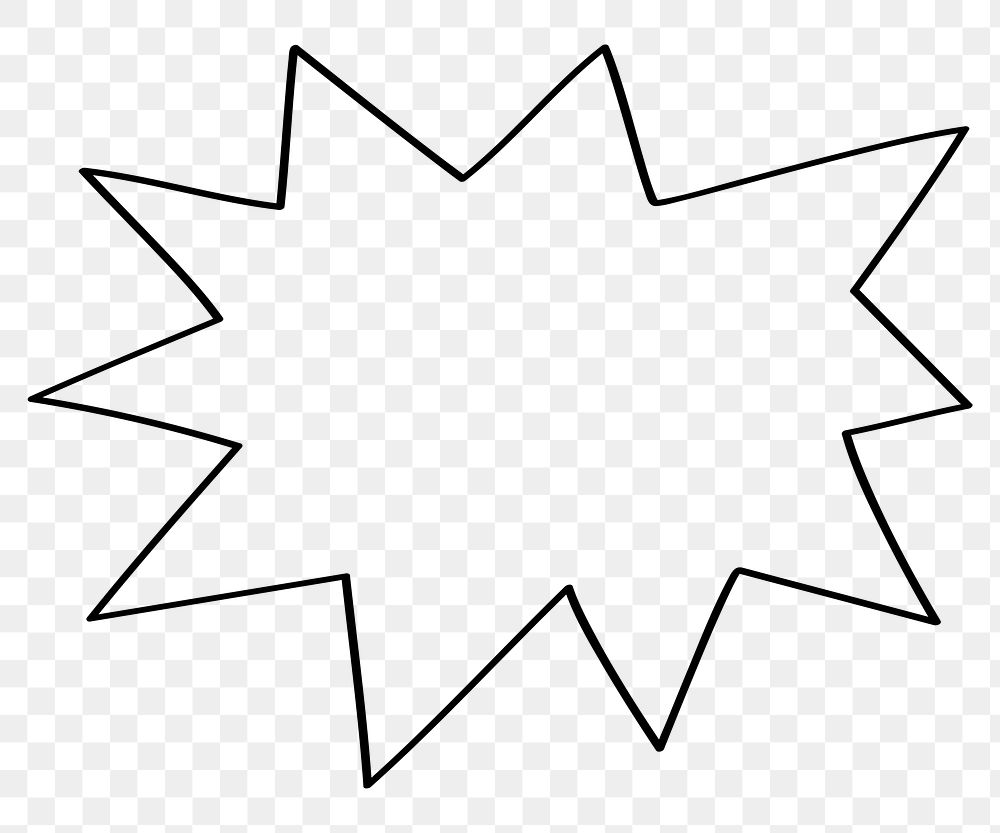 PNG Comic-style starburst outline graphic., transparent background