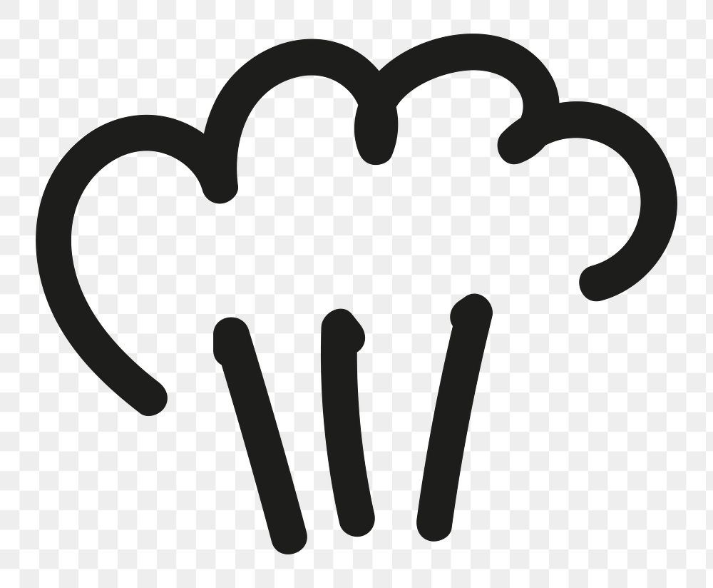 PNG Minimalist black cloud icon with three lines, cartoon style, transparent background