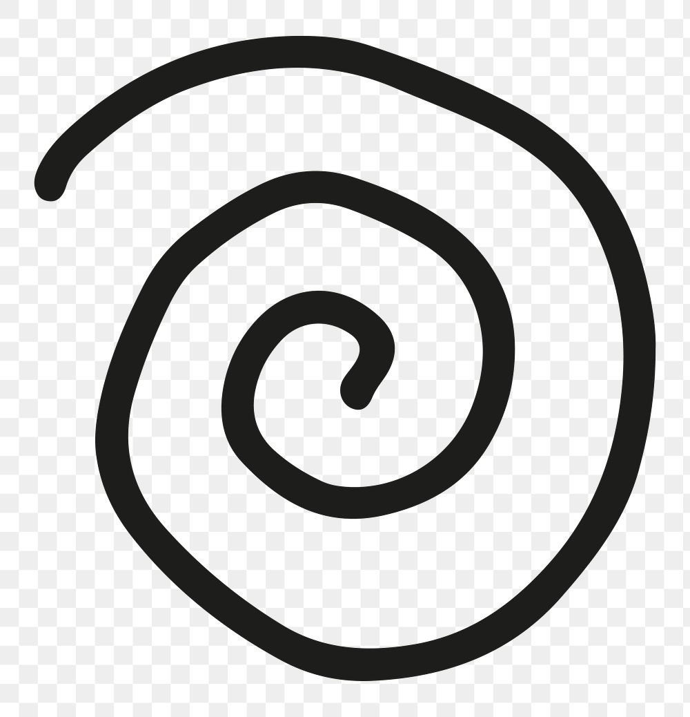 PNG Minimalist black spiral, abstract style, transparent background