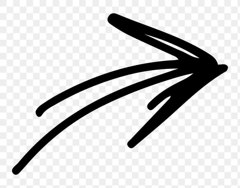 PNG Hand-drawn black arrow with a casual, sketchy style, transparent background