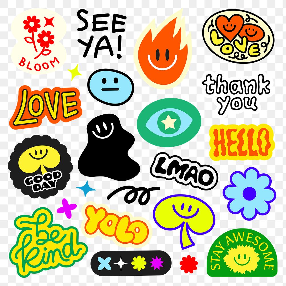 PNG Colorful playful sticker collection | Premium PNG - rawpixel