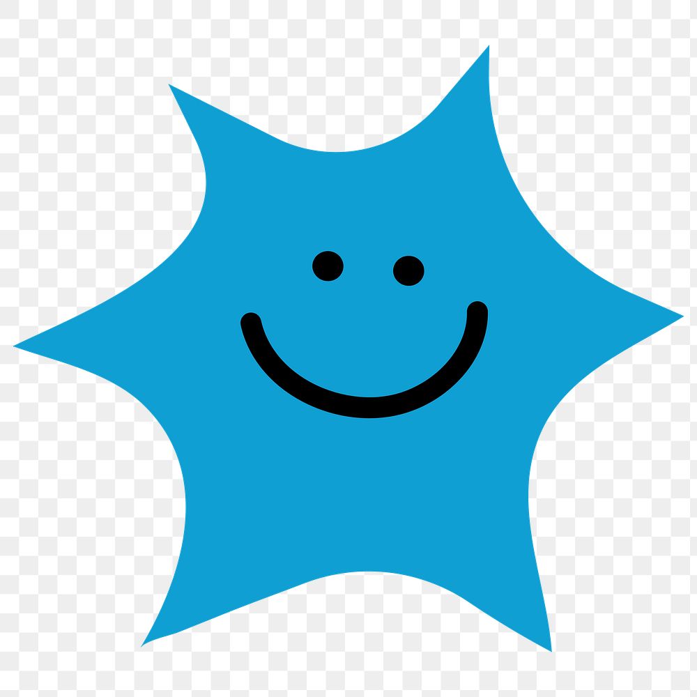 PNG Blue star smiley face on transparent background