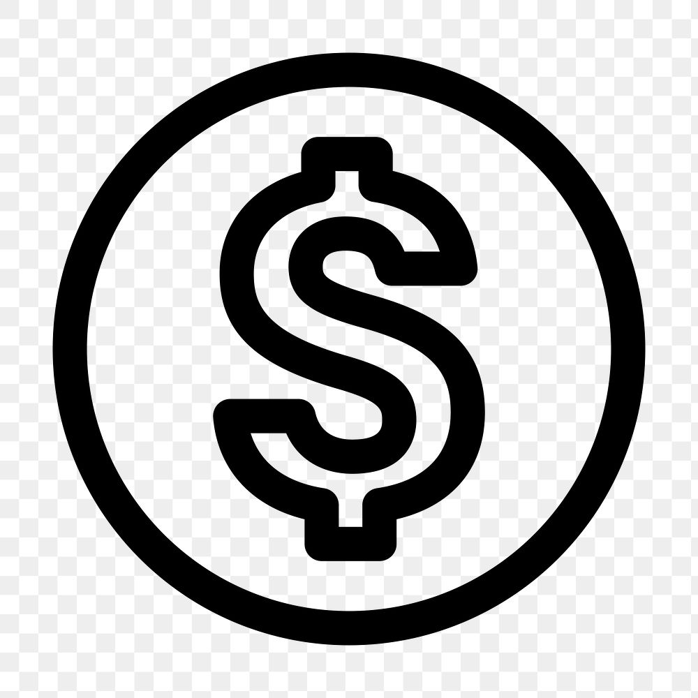 PNG Minimalist dollar sign, UI icon on transparent background