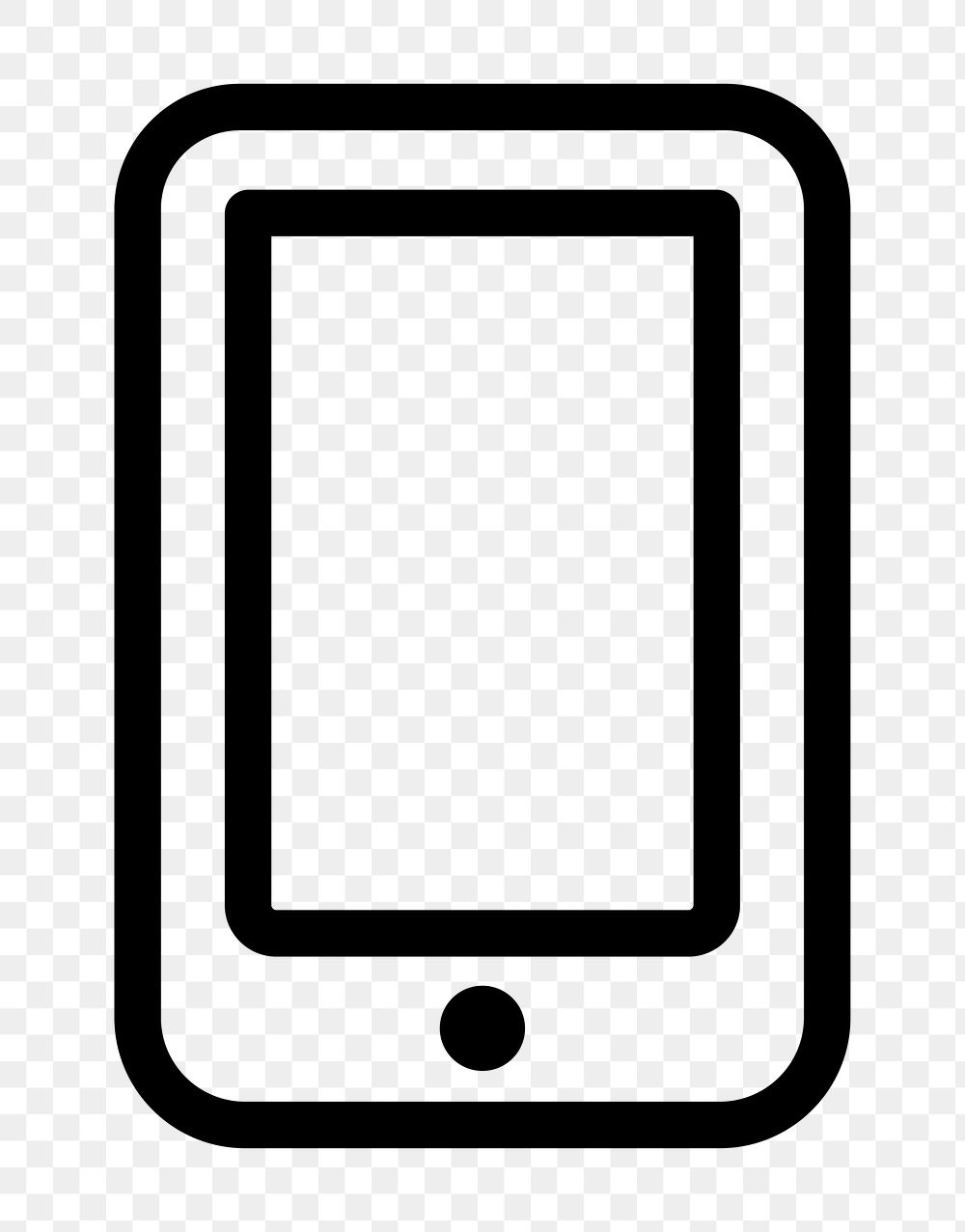 PNG Minimalist tablet outline illustration, UI icon on transparent background