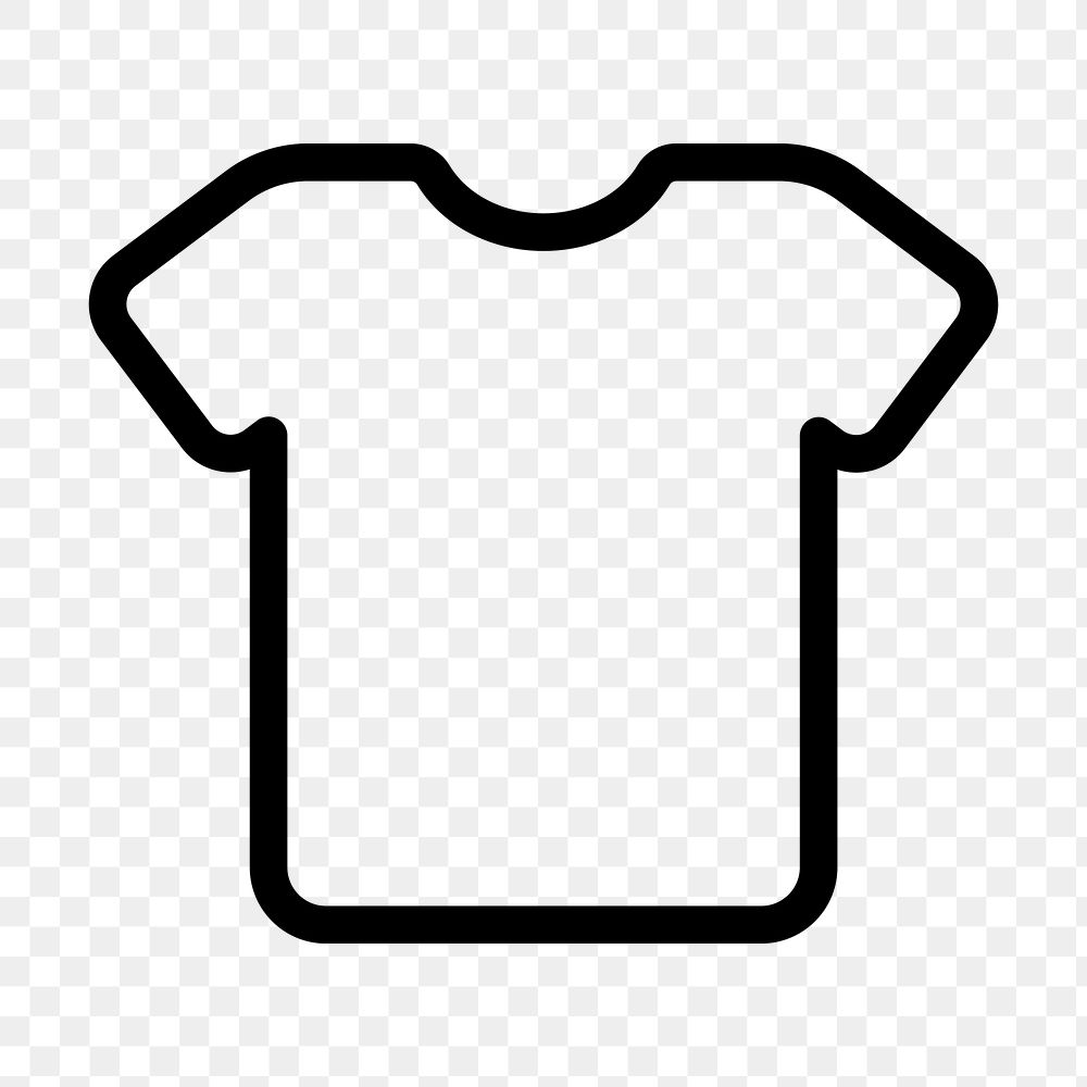 PNG Minimalist black t-shirt outline, UI icon on transparent background