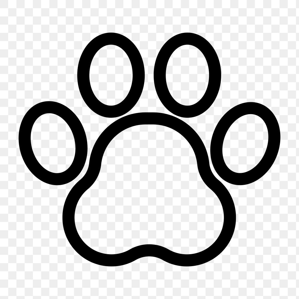 PNG Minimalist black paw print illustration, UI icon on transparent background