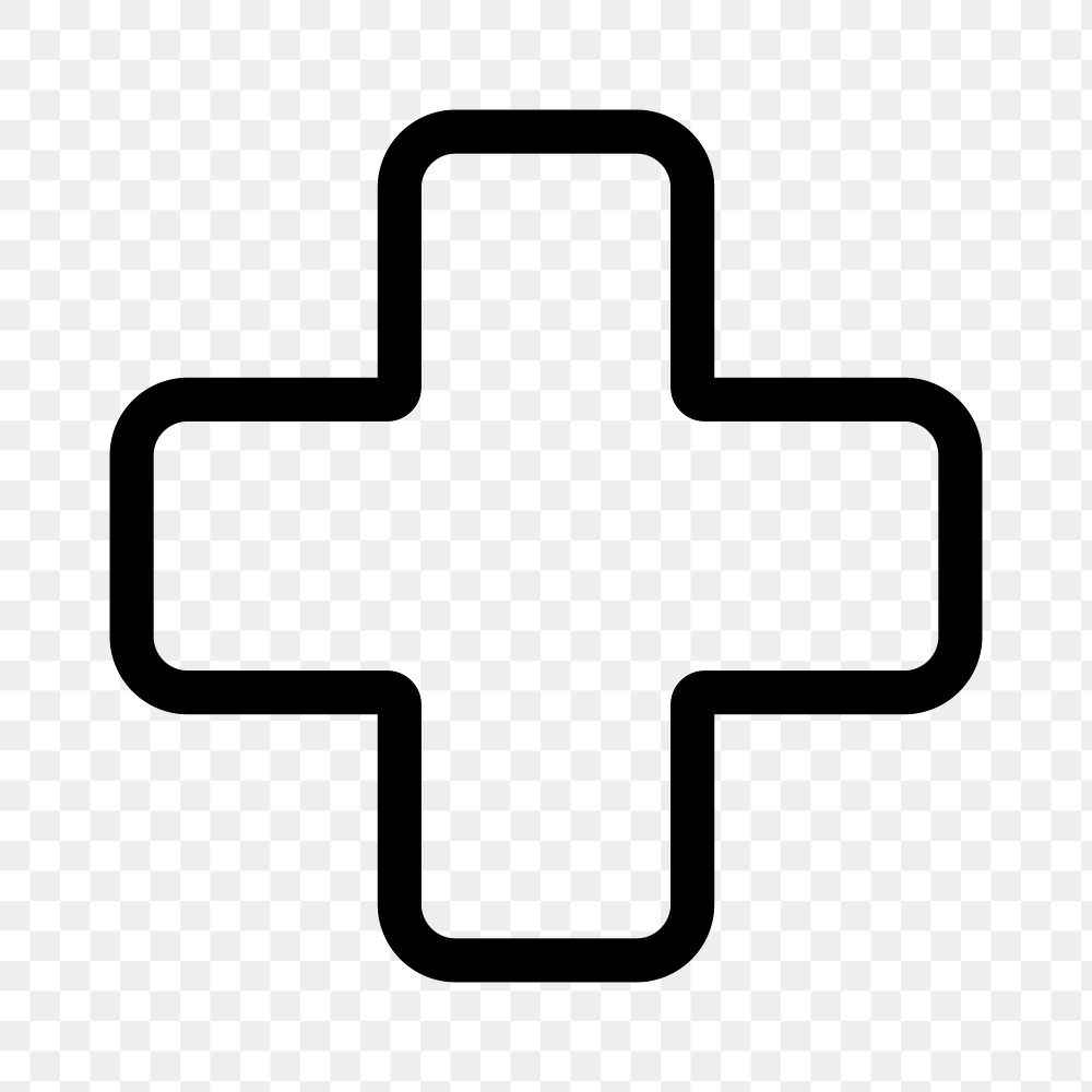 PNG Minimalist medical cross symbol, UI icon on transparent background