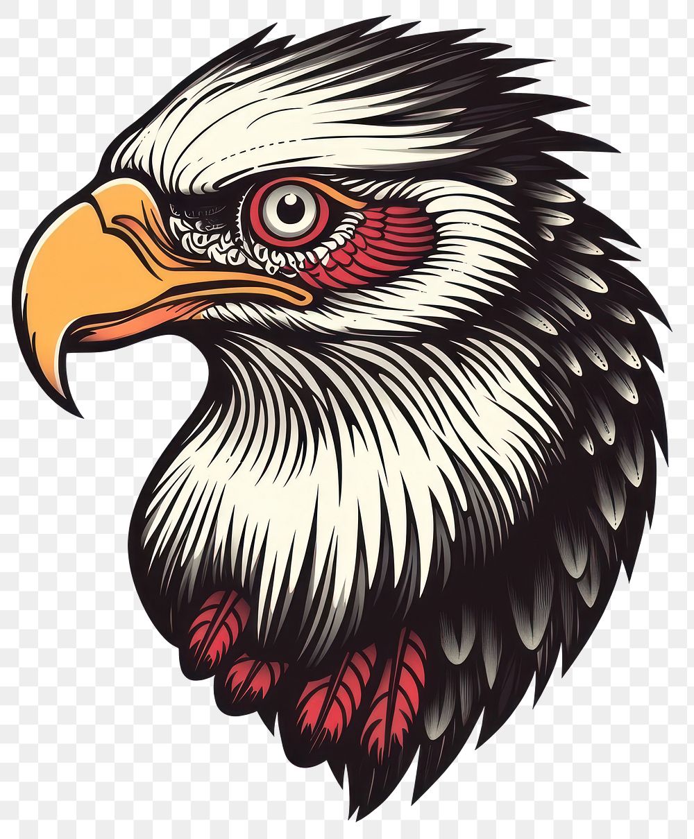 PNG Vintage eagle head old-school tattoo art illustration bird.