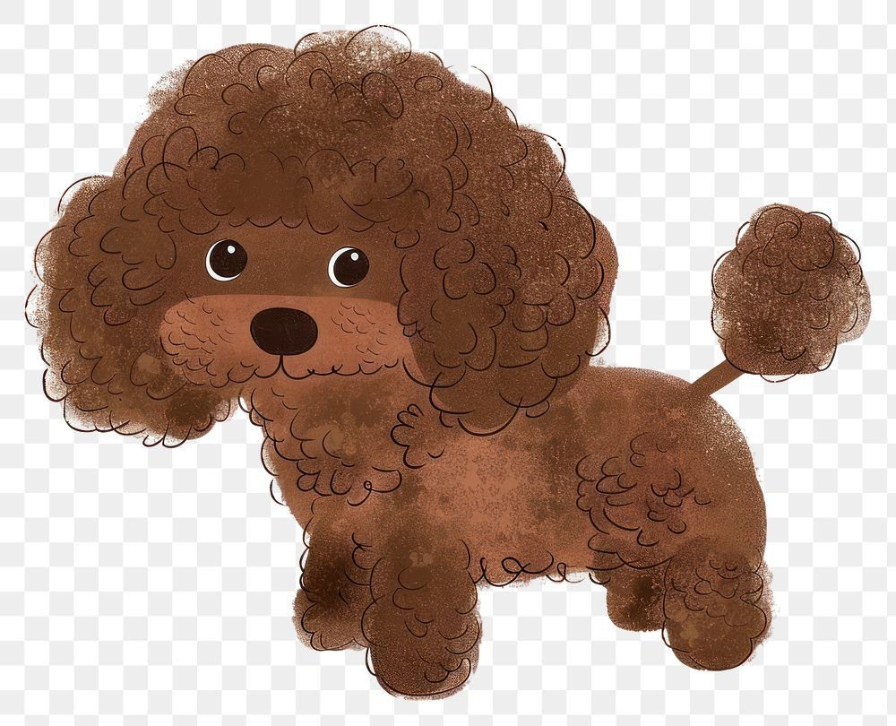 PNG Brown poodle dog cartoon animal puppy.