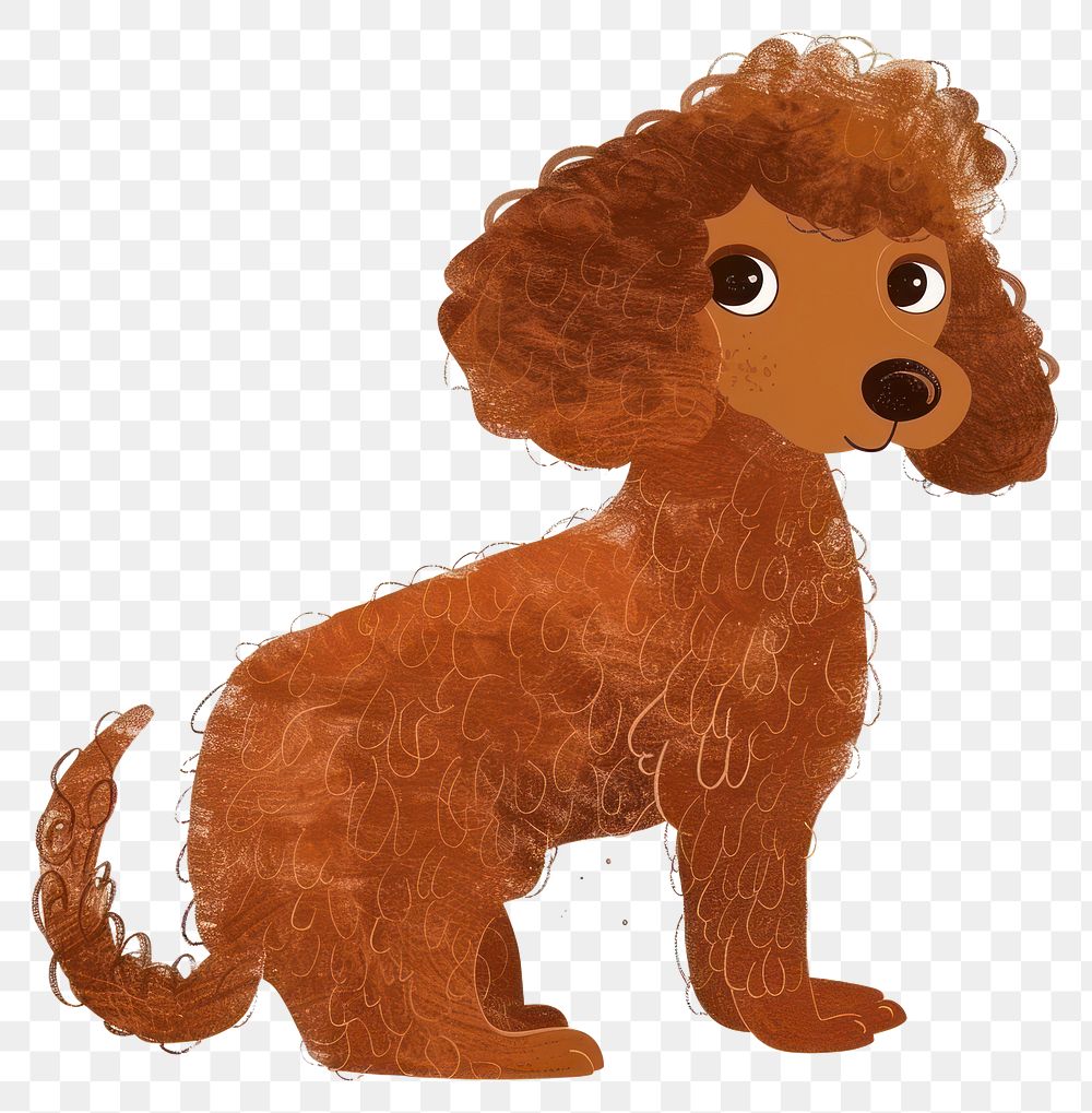 PNG Brown poodle dog illustration cartoon animal.