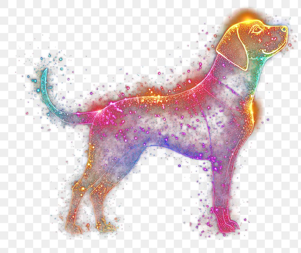 PNG Colorful dog shape light glitter art illustration silhouette.