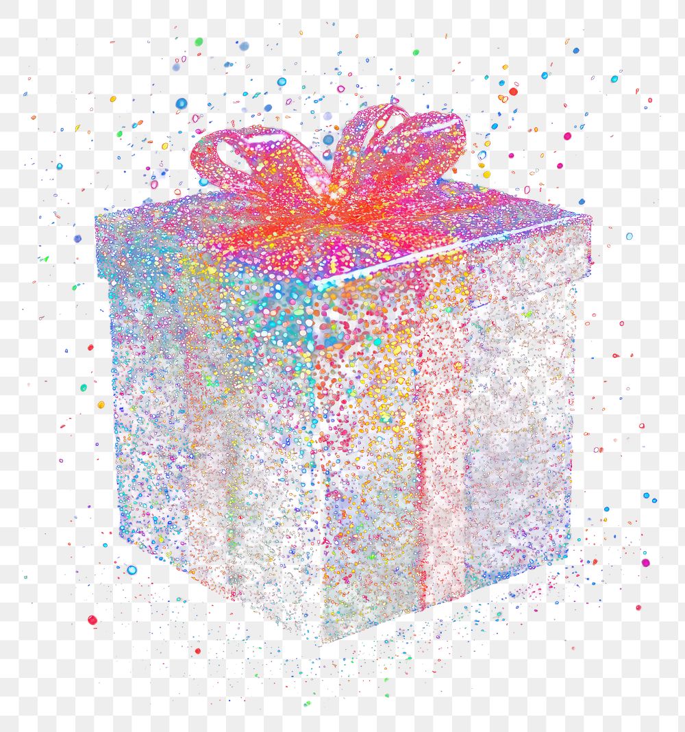 PNG Colorful gift box shape sparkle glitter effect glitter effect.