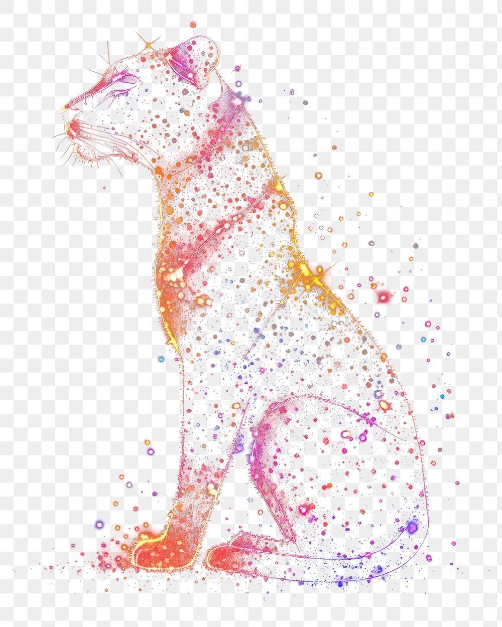 PNG Colorful leo shape light glitter panther animal night.