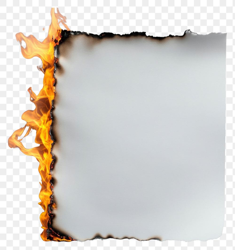 PNG Burnt white paper edge fire flame edges.