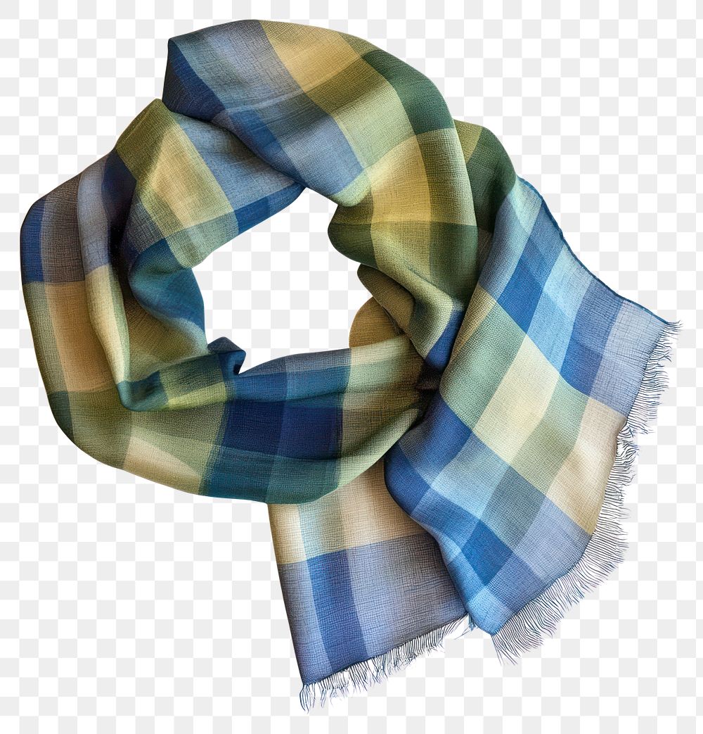 PNG Checkered pattern in shades of green and blue scarf fashion fabric.