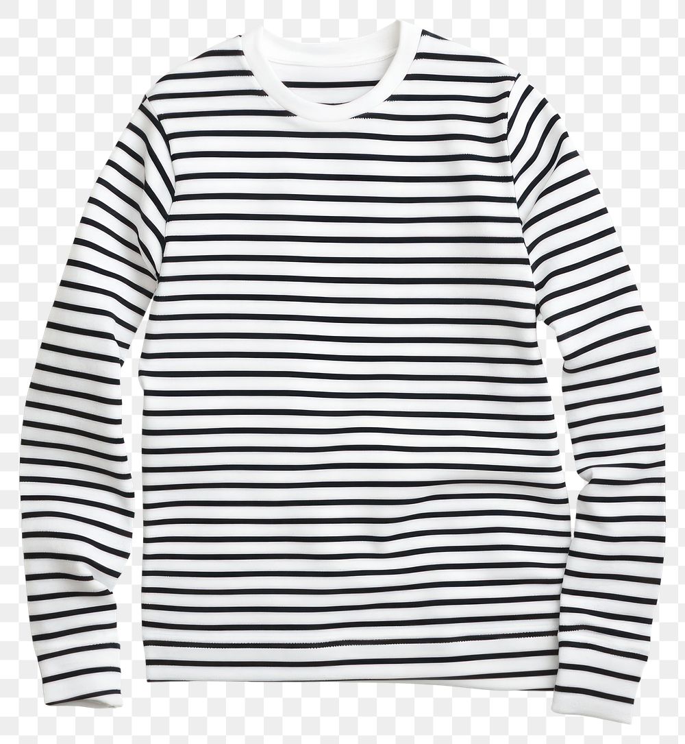 PNG A white long-sleeve T-shirt with black horizontal stripes apparel comfortable sweatshirt.