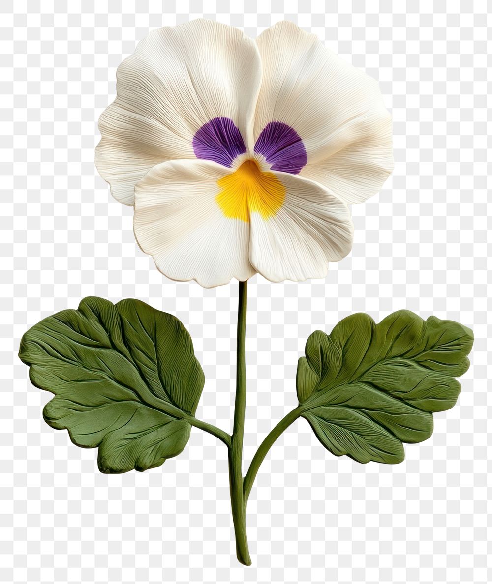 PNG White pansy flower leaf handcrafted asteraceae.