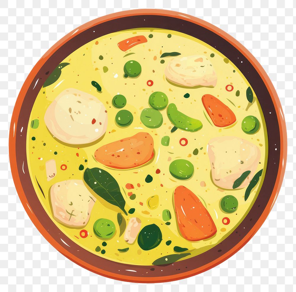 PNG Thai green curry illustration vegetables food.