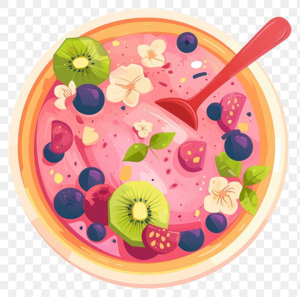 PNG Acai yogurt bowl illustration fruit view.