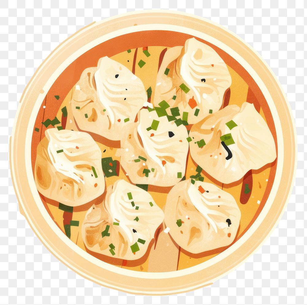 PNG Dumplings illustration plate food.