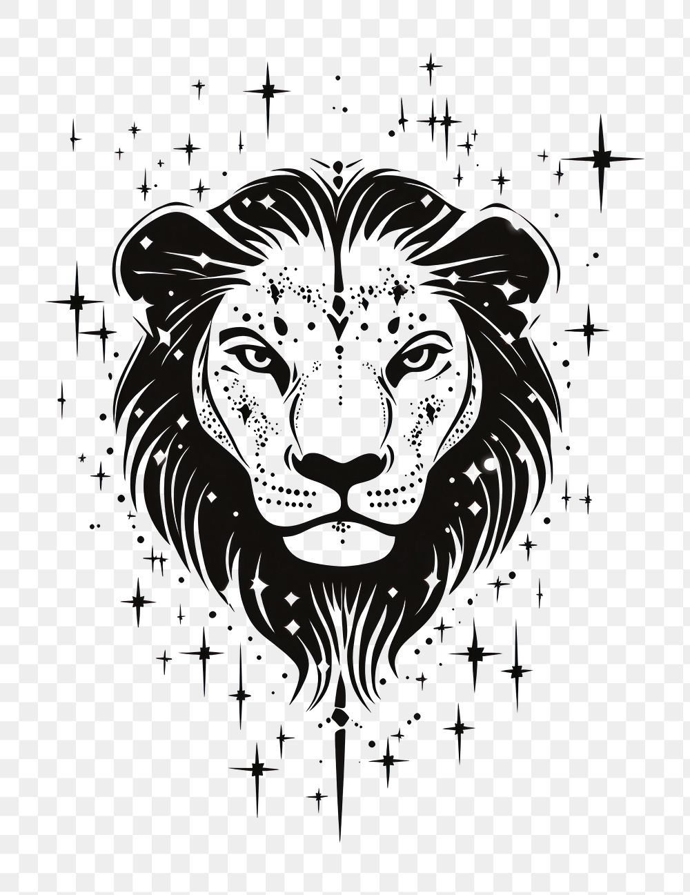 PNG Leo zodiac tattoo art illustration background.