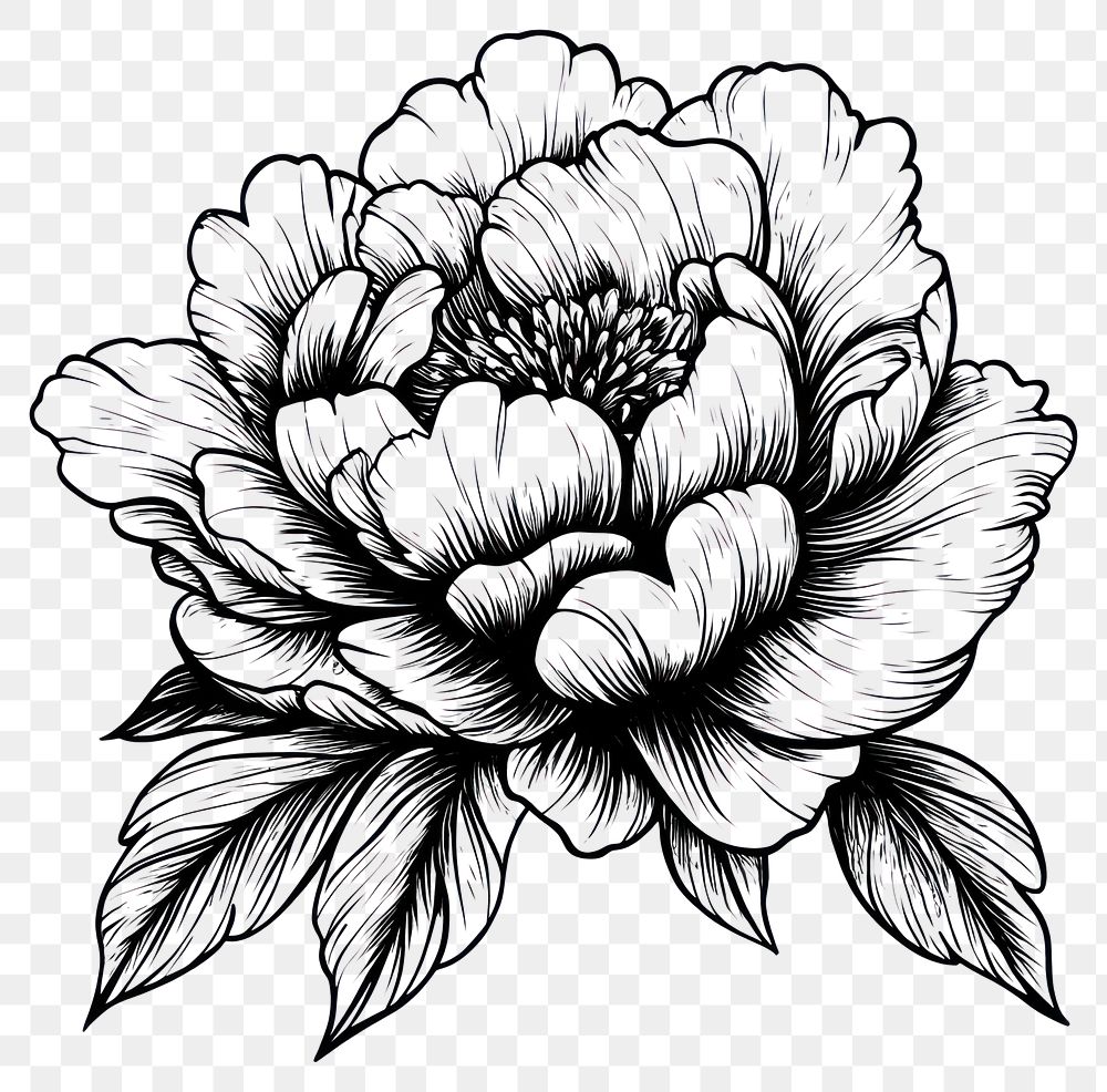 PNG Peony art illustration drawing.